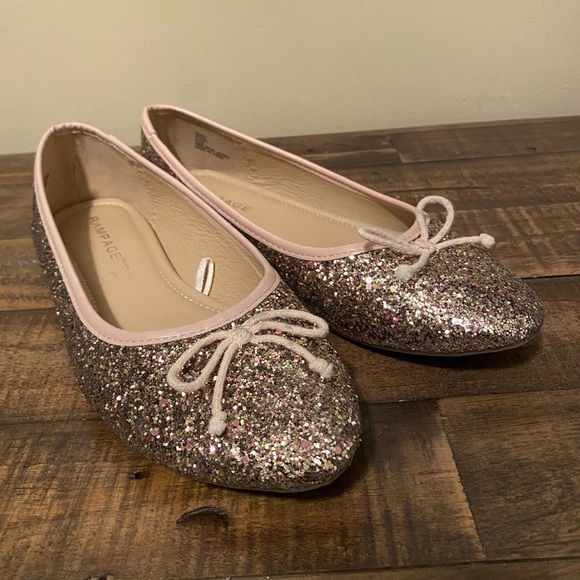 Rampage Pink Champagne Glitter Ballet Flats - Picture 3 of 7